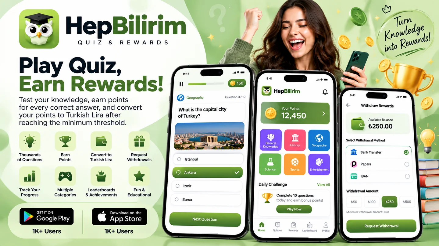 HepBilirim promotional banner showing the mobile application